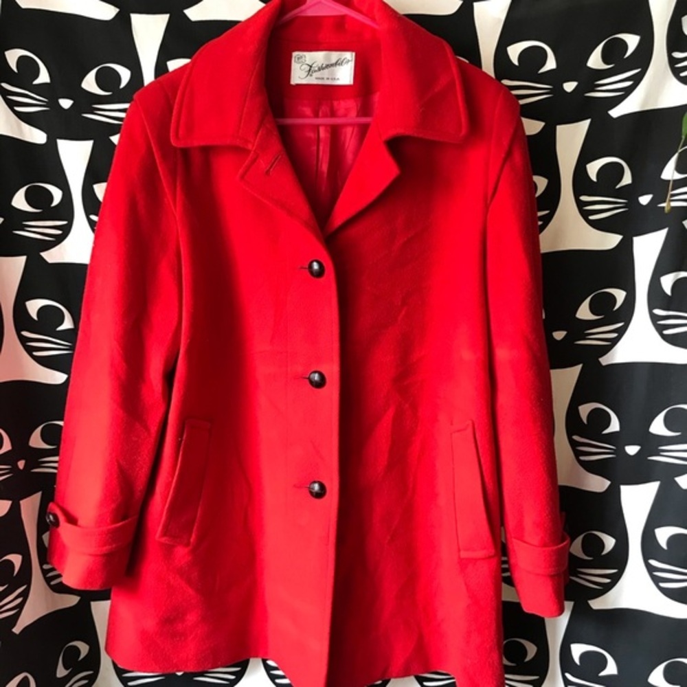 Vintage 60s  red pea coat Fashionfila